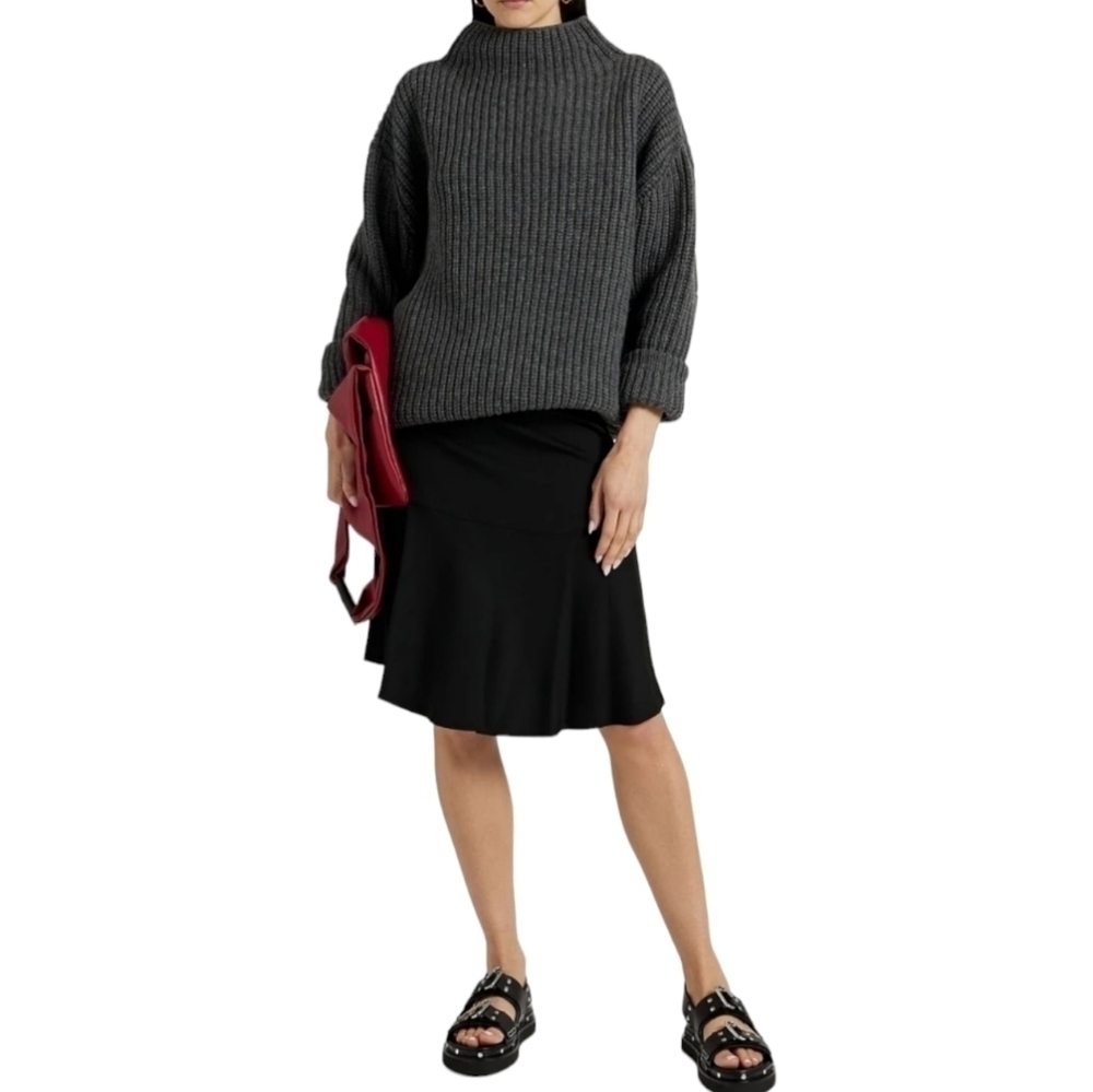 BY MALENE BIRGER Leela Fluted Skirt, Size 10, Black, NWT